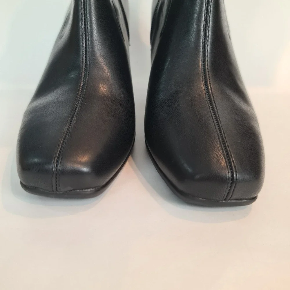 Aerosoles Cinnamon Black Square Toe Block Heel Ankle Boots Womens 9M Classic